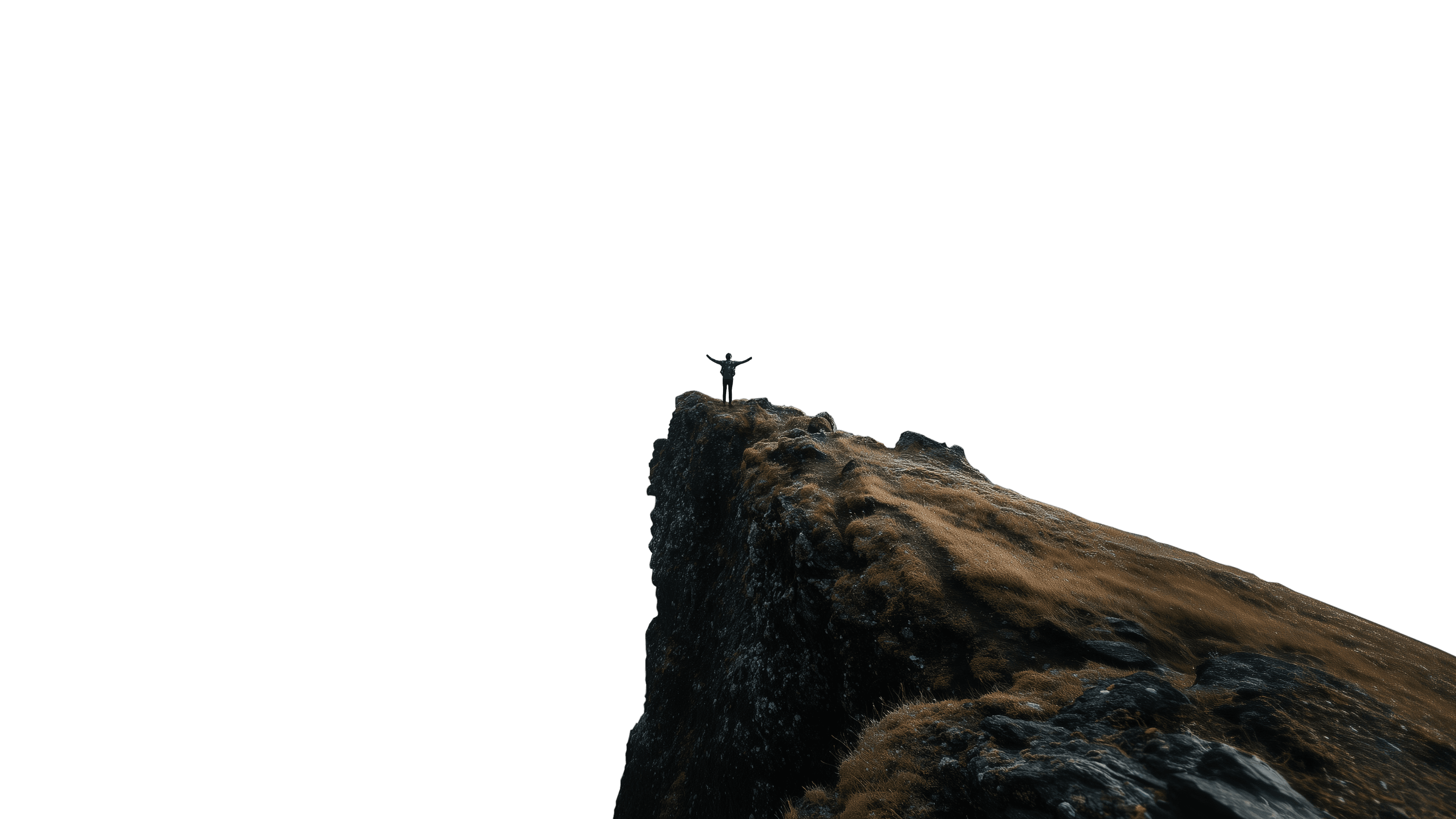 Mountain landscape with explorer
